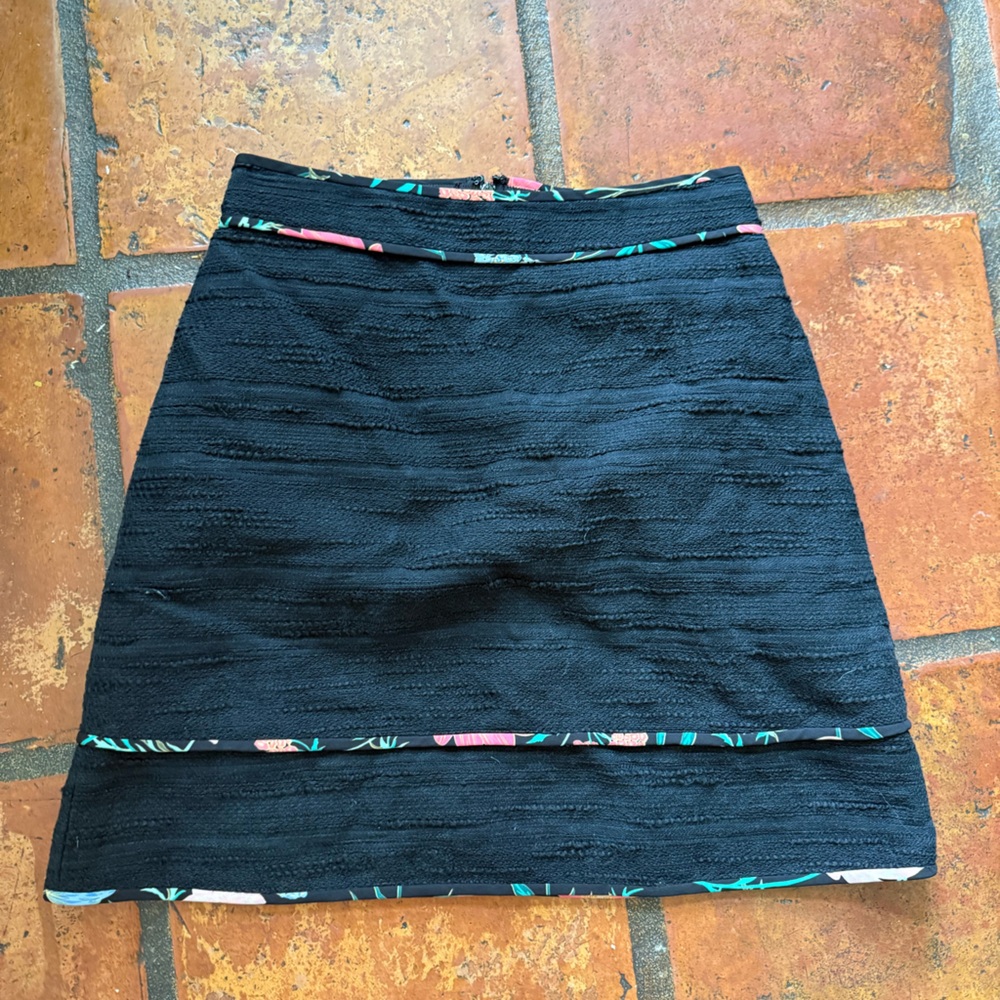 Kate Spade Black Skirt with Vibrant Tropical Trim